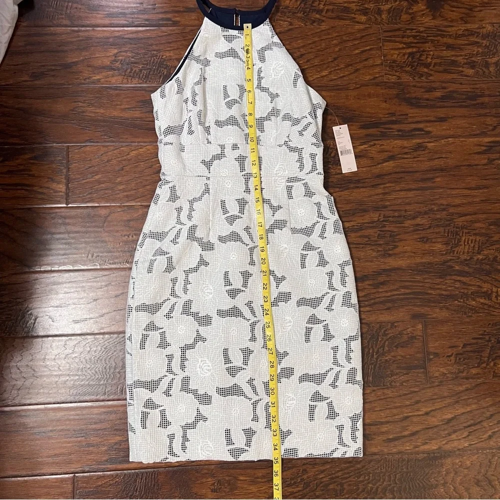 NWT Katherine Kelly “Mackenzie Dress” Ivory/Navy Exquisite Stitched Overlay Sz 2 - Picture 7 of 15
